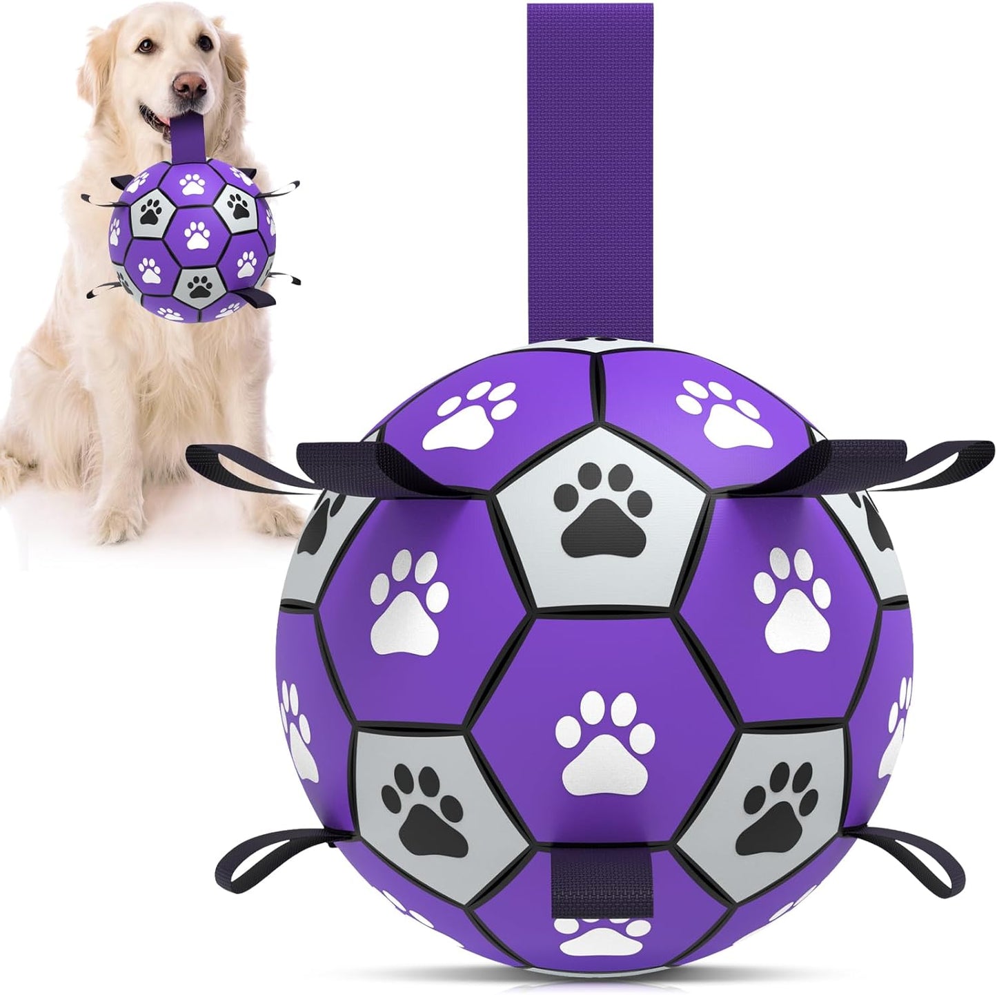 QDAN Soccer Ball for Dogs - Durable Large Dog Balls, Outdoor & Water Toy, Herding Ball, Puppy Birthday Gift (8 Inch)