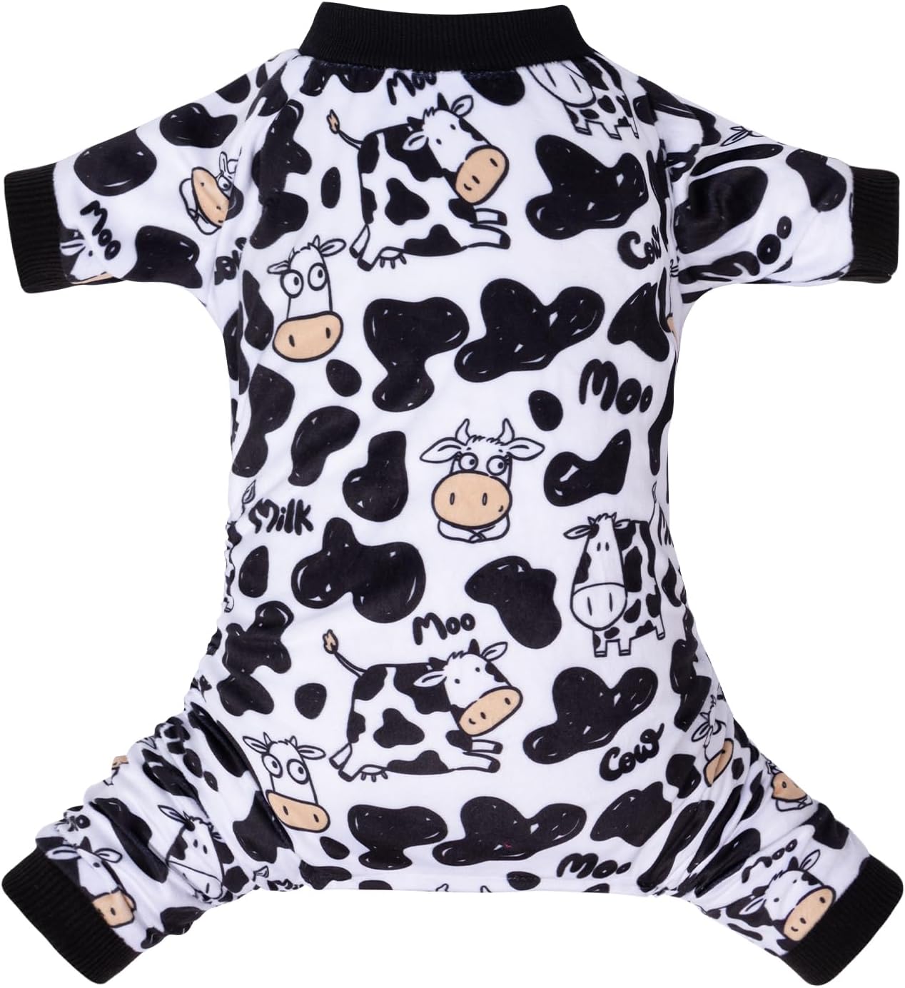 CuteBone Dog Halloween Pajamas Puppy Onesies Small Dogs Soft Pjs Coat Cat Apparel Comfy Pet Christmas Clothes Outfit Doggie Bodysuit P281S (Cow moo, Medium)