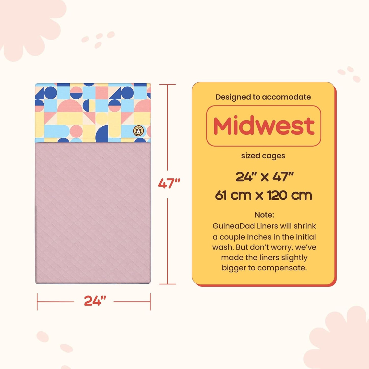 GuineaDad Premium Liner – Fleece Guinea Pig Cage Liner – Ultra-Plush Reusable Fleece Bedding with Waterproof Bottom – (Rainy Day)