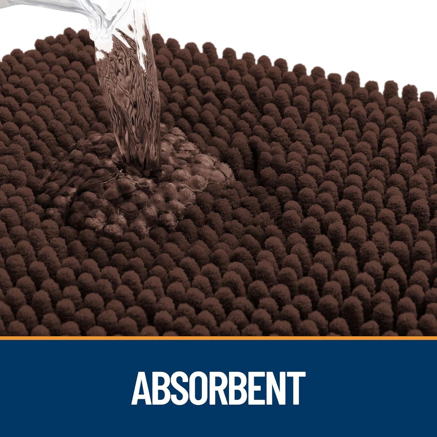 OLANLY Dog Door Mat for Muddy Paws 47x17, Absorbs Moisture and Dirt, Absorbent Non-Slip Washable Doormat, Quick Dry Chenille Mud Mat for Dogs, Entry Indoor Entryway Carpet for Inside Floor, Brown