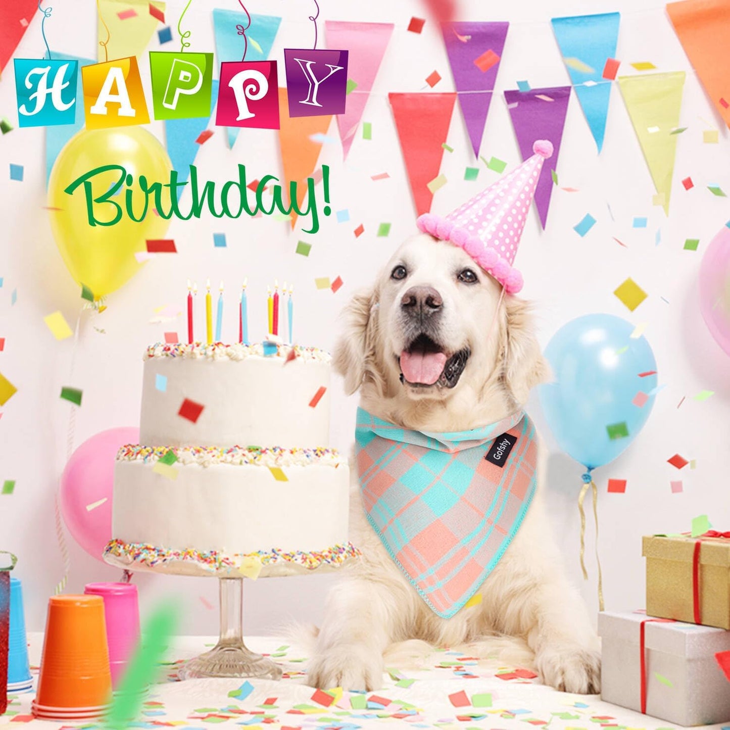 Spring Dog Bandana Large-Dog Scarf Vibrant Color Orange Green Plaid Printing Adjustable Bib Handkerchief Accessories for Small Dogs Cats (S)