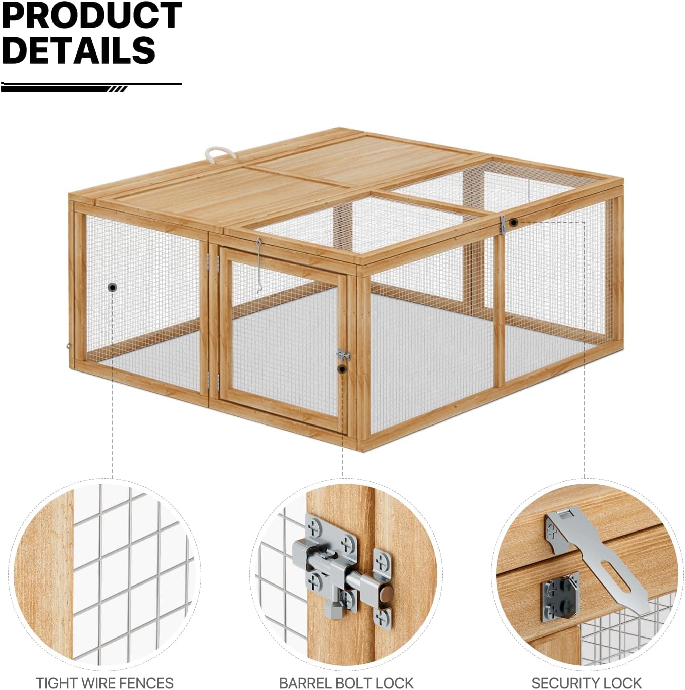 MoNiBloom Portable Chicken Run Rabbit Hutch Folding Chicken Cage Hen Coop for Indoor/Outdoor, Top and Side Opening Doors Small Animal Pet Playpen No Assembly Required Poultry Cage 45.5 x 42.5 x 20 in