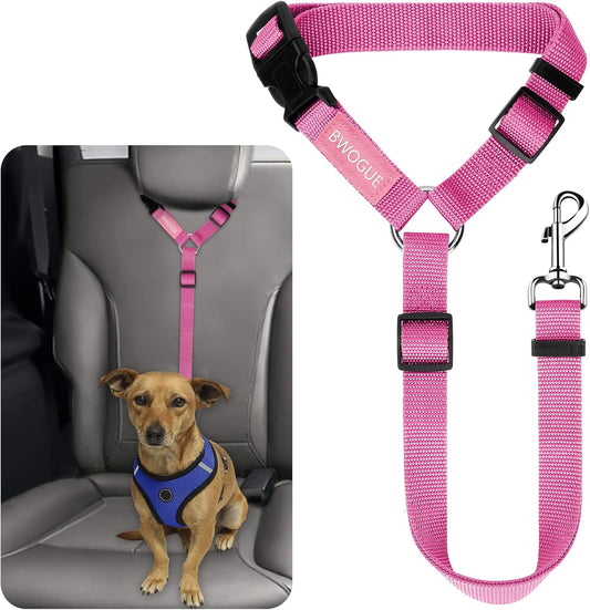 BWOGUE Pet Dog Cat Seat Belts, Car Headrest Restraint Adjustable Safety Leads Vehicle Seatbelt Harness (1 Pack)