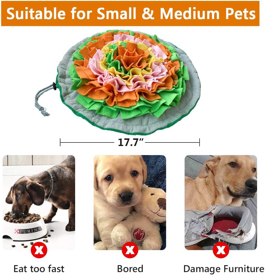 Snuffle Mat for Dogs, Interactive Foraging Puzzle Blanket, Nosework Feeding Bowl Sniffing Pad for Cats Puppies Small Medium Pets