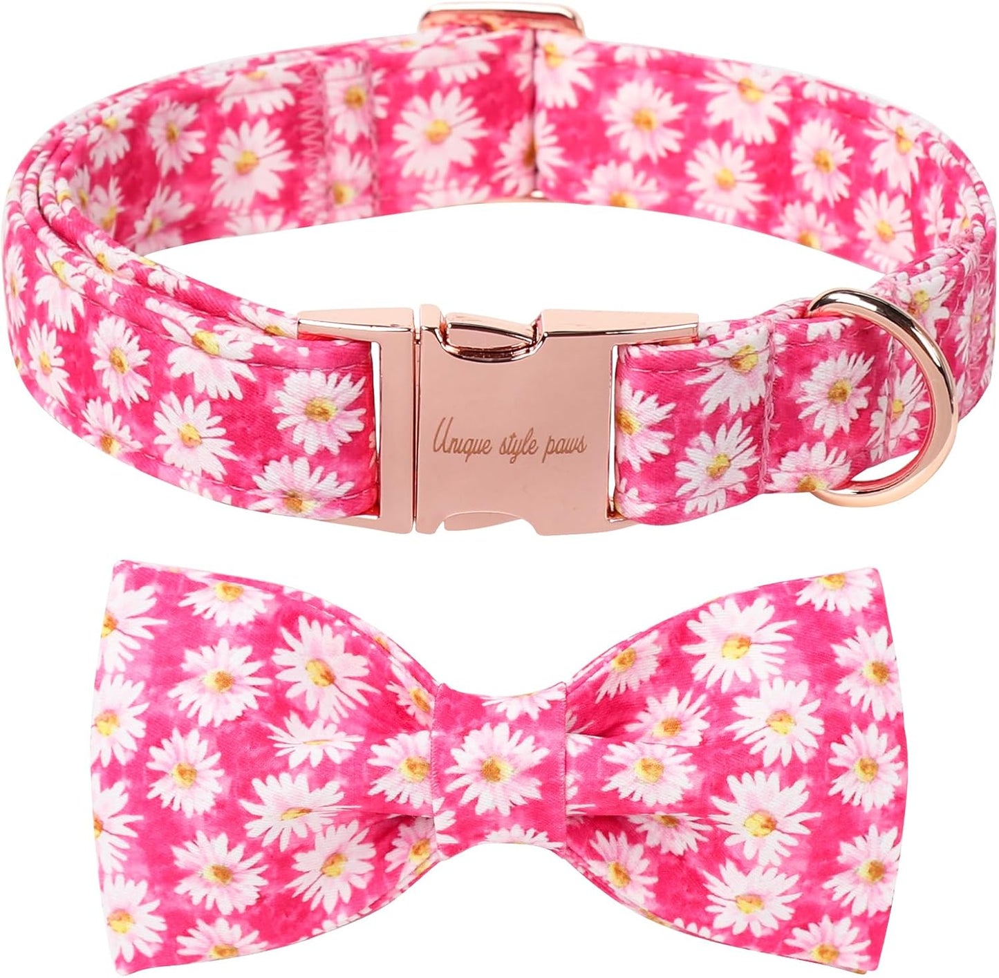 Unique style paws Cartoon Dog Collar with Bow Spring Summer Collar with Flower Rose Daisy for Small Medium Large Boys Girls Dogs