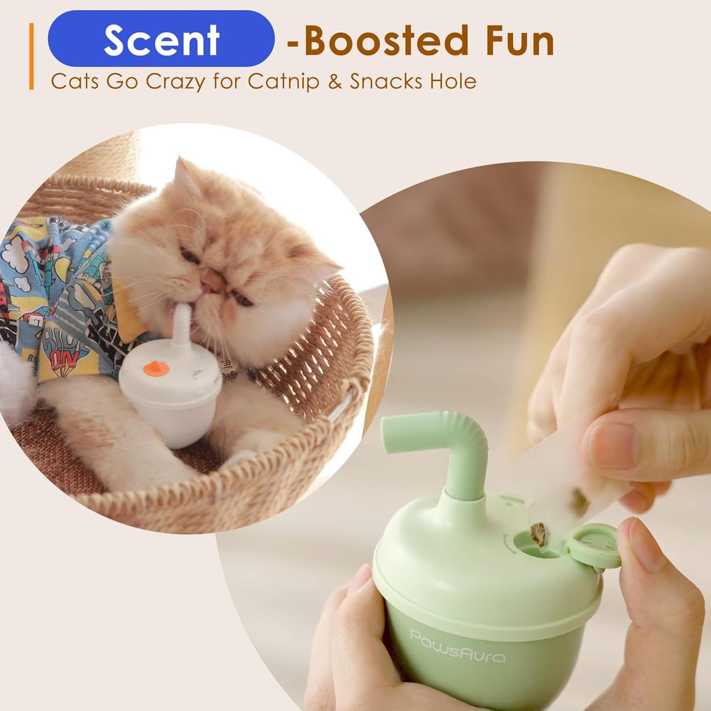 Automatic Laser Cat Interactive Toy, Self-Balancing 360° Auto-Spin Laser Pointer with Catnip Hole, Triple-Sensory – Kitten Sight, Smell & Touch, Boredom Relief Toy for Indoor Adult Cat (white)