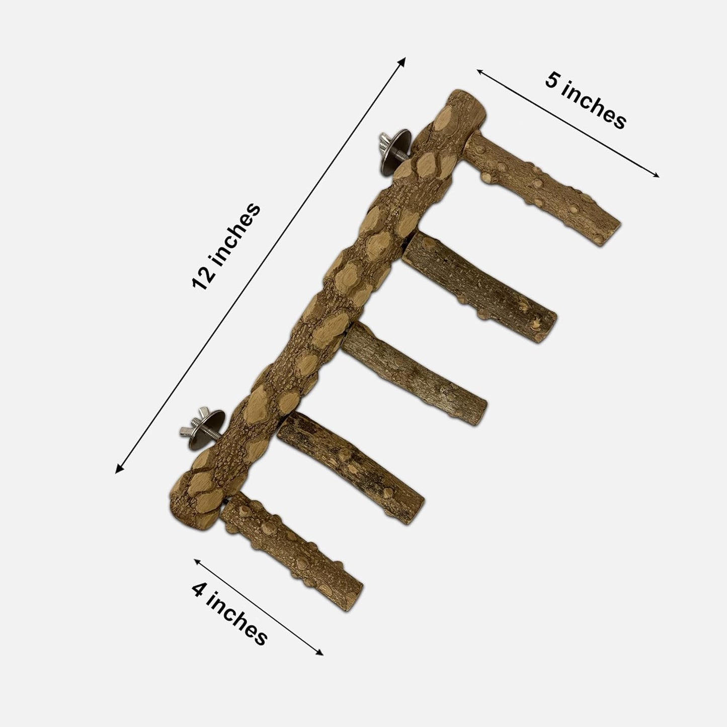 SIMENA Bird Ladder Perch, Natural Wood Parrot Stand, Hamster Climbing Toy, Bird Cage Ladder for Small and Medium Birds, Parakeet, Cockatiel, Conures, Lovebirds, Budgie