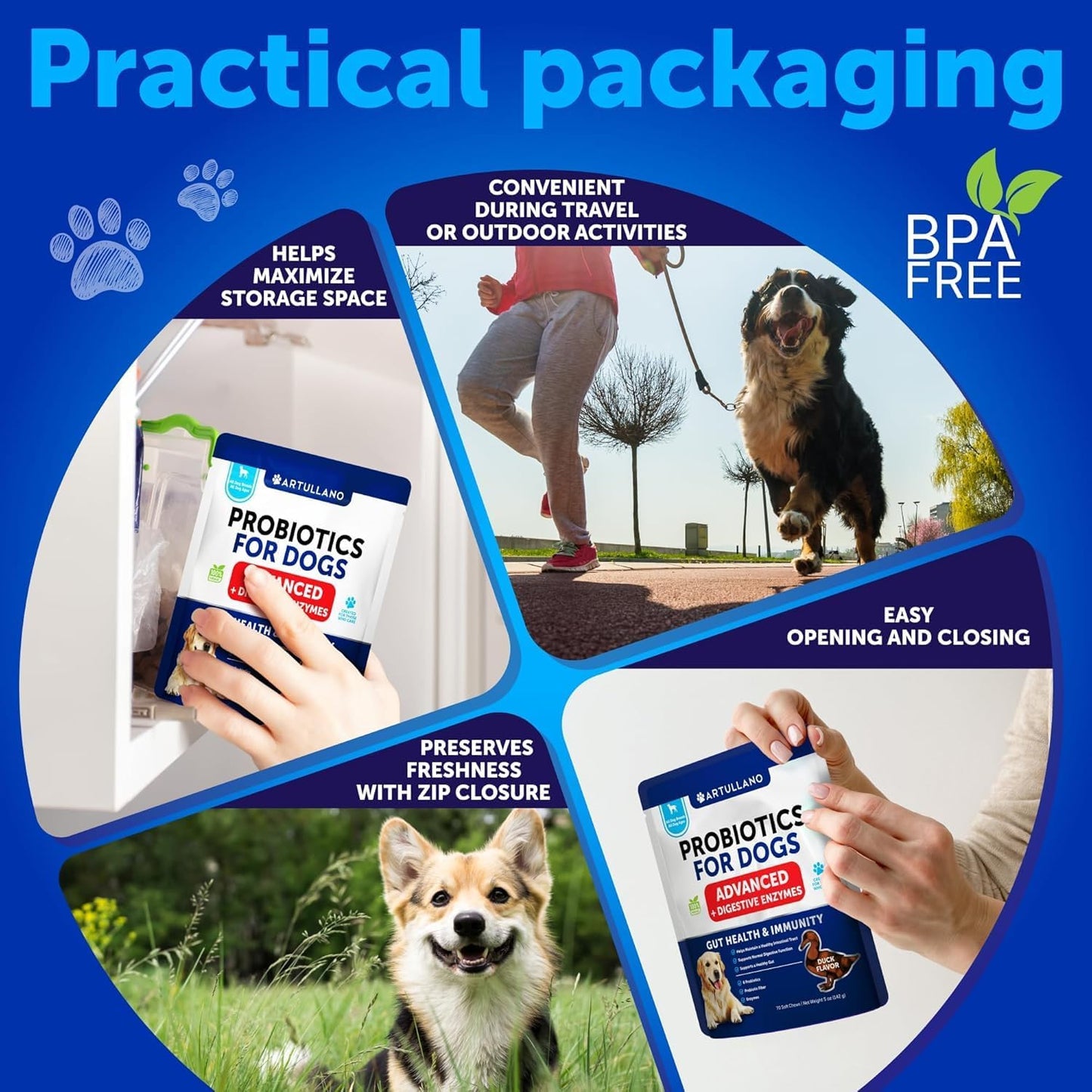 Probiotics for Dogs - Support Gut Health, Itchy Skin, Allergies, Immunity, Yeast Balance - Dog Probiotics and Digestive Enzymes with Prebiotics - Reduce Diarrhea, Gas - 70 Probiotic Chews for Dogs