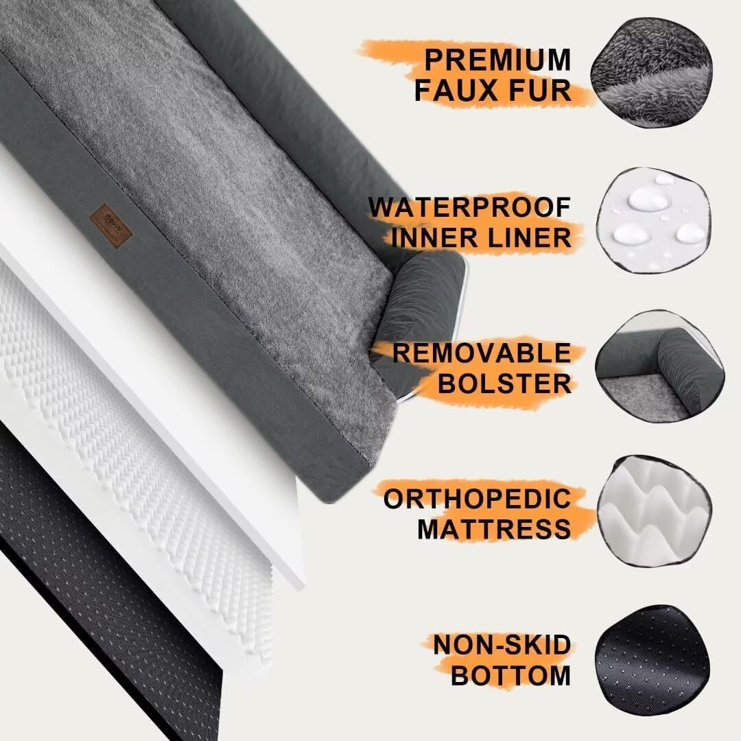 Small Dog Bed Orthopedic Washable Cat Bed Memory Foam Small Couch Sofa Indoor Comfy Pet Beds with Waterproof Removable Cover & Non-Slip Bottom