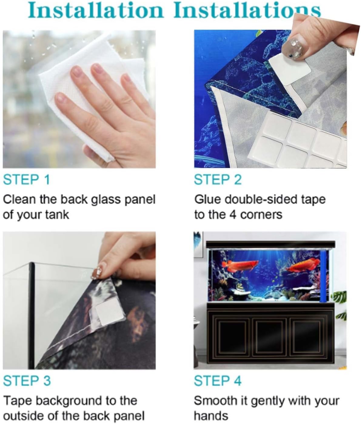 72X18IN Blacklight Octopus Sea Monster HD 3D Black Light Aquarium Background UV Reactive Background Terrarium Background with 10 EVA Double-Sided Tape