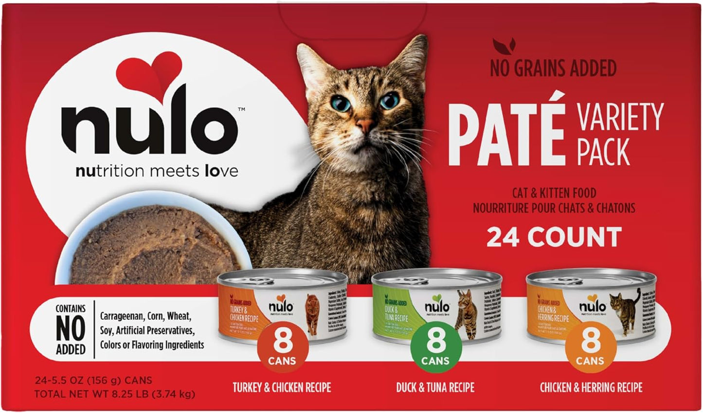 Nulo Variety Flavors Pate Wet Canned Cat Food, 5.5 Ounce (Pack of 24)