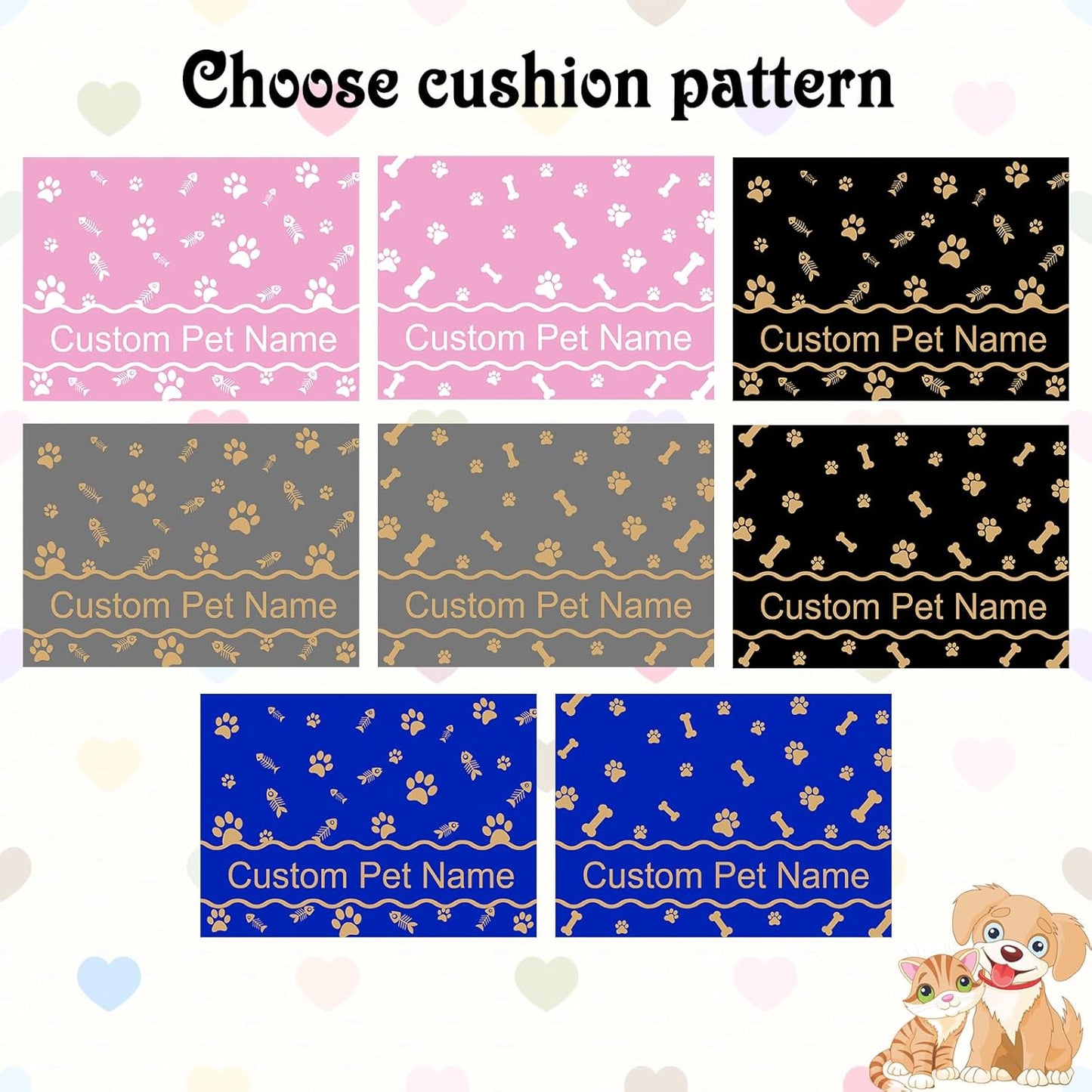 Personalized Dog Cat Feeding Mat Custom Pet Food Mat Waterproof Non-Slip Customized Puppy Name Photo Placemat Dish Rug Floor Protector Gifts for Pets Lover Pattern 1