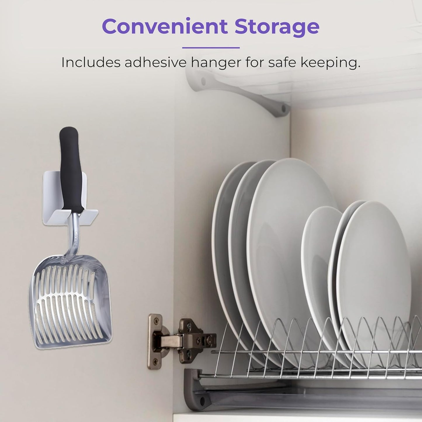 iPrimio Monster Metal Cat Litter Scoop with 17-Inch Long Handle - Extra Large Deep Shovel with Rounded Corners for Extended Reach and Soft Ergonomic Grip for Effortless Cleaning