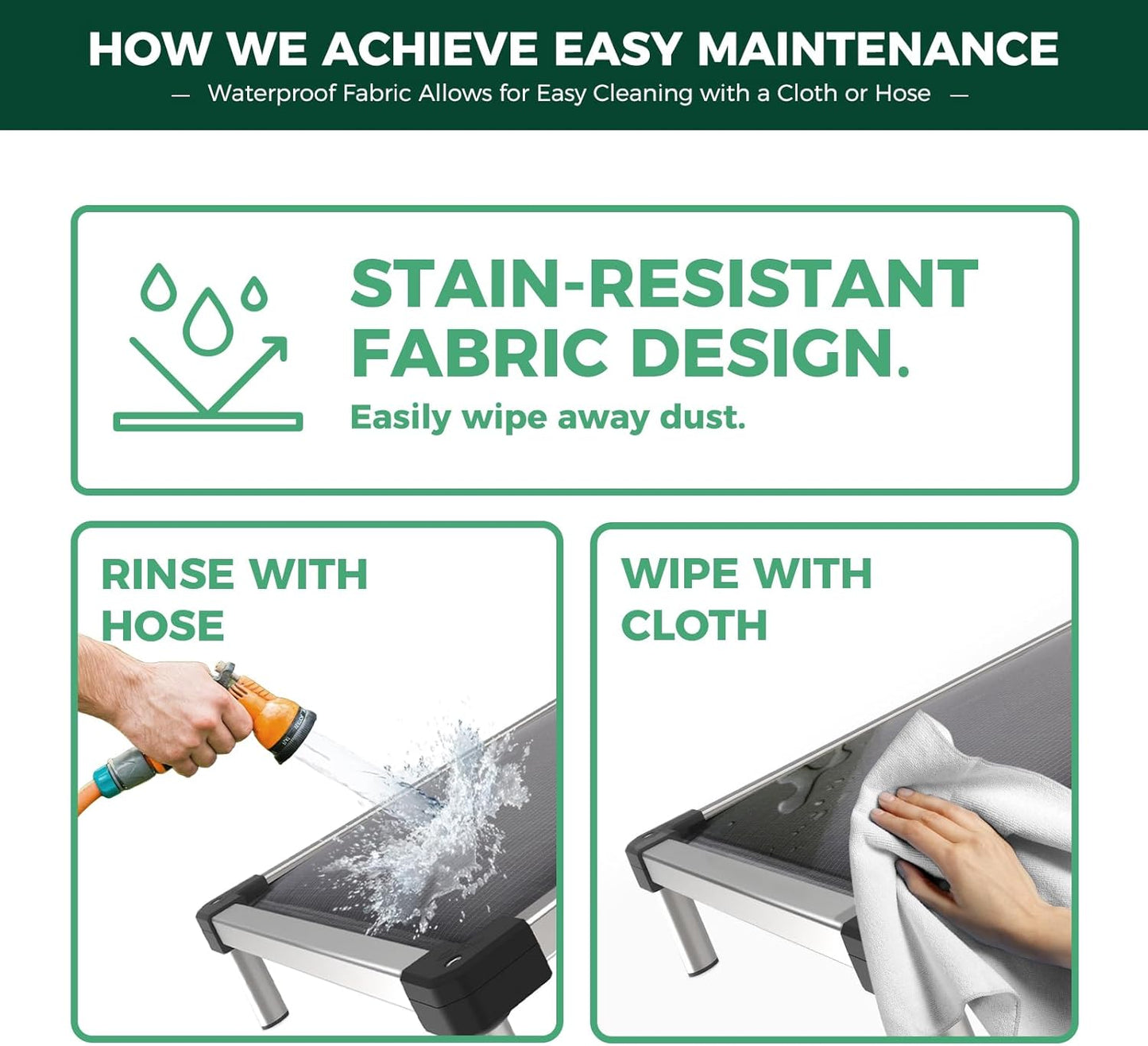 FXW TitanNest Chew-Proof Elevated Dog Bed, Raised Cot for Indoor/Outdoor/Camping Use, Durable & Washable Padded Pet Bed for Toy Dogs, 24.0" L x 20.0" W x 4.1" H, Gray