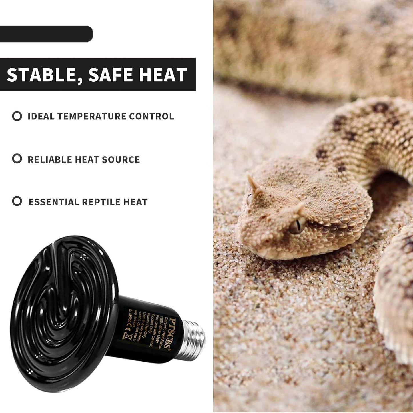75W Reptile Heat Lamp(2 Packs)-Ceramic Heat Emitter for Reptiles Amphibian Pet Brooders Chicken Incubation, and Terrariums Turtle Lizard Bearded Dragon Snake E26