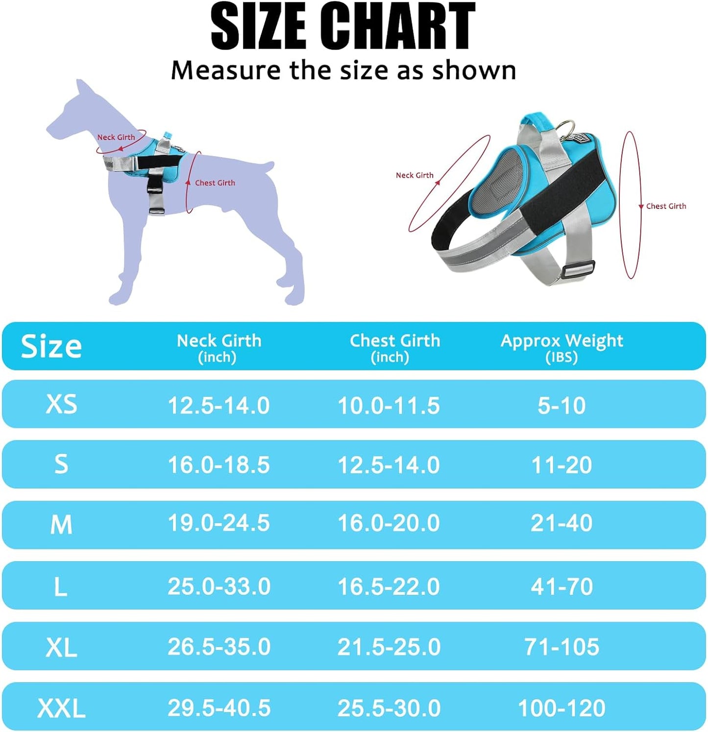 Bolux Dog Harness, No-Pull Reflective Dog Vest, Breathable Adjustable Pet Harness with Handle for Outdoor Walking - No More Pulling, Tugging or Choking (OceanicBlue, Small (Pack of 1))