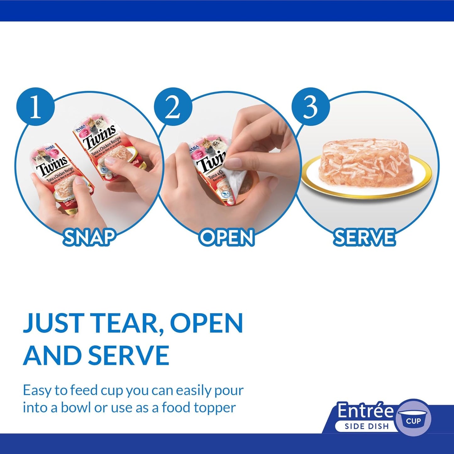 INABA Twins for Cats, Side Dish/Topper Cups, 1.23 Ounces per Serving, 16 Servings, Tuna & Chicken with Scallop Recipe