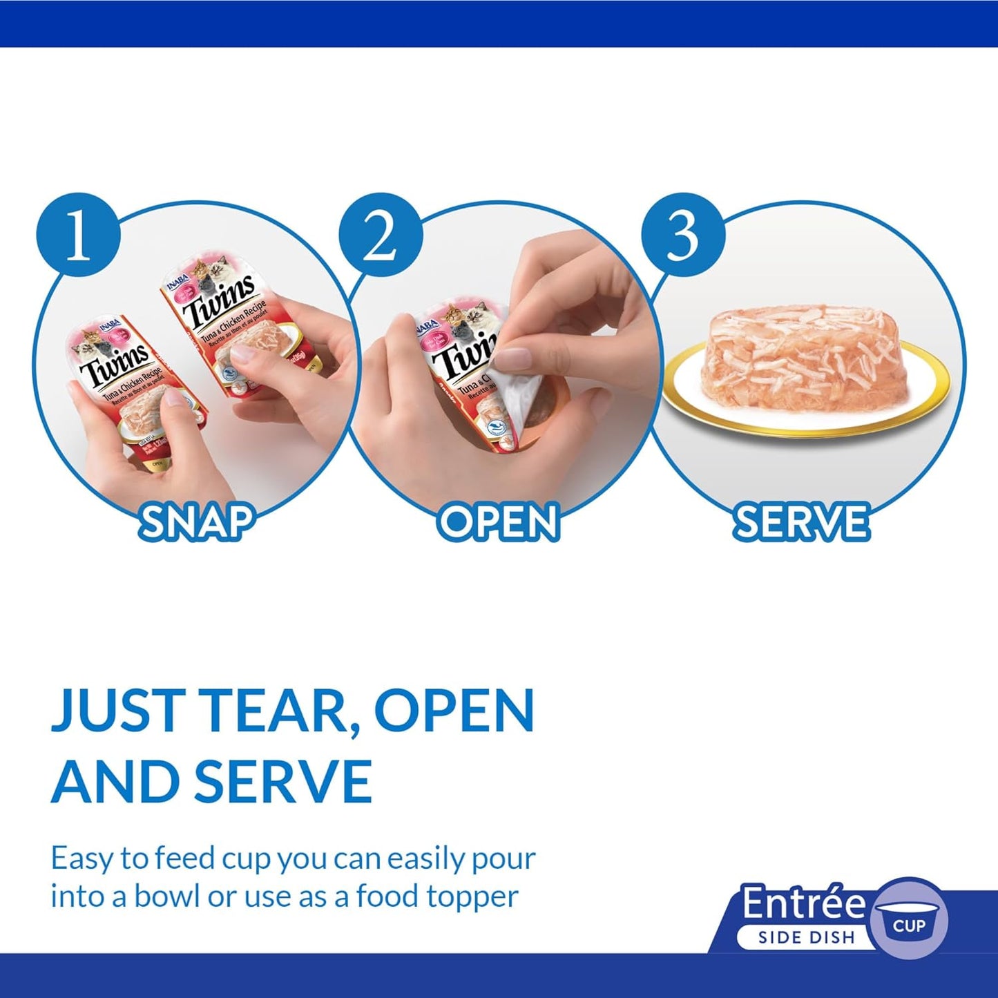 INABA Twins for Cats, Grain-Free Shredded Chicken & Broth Gelée Side Dish Cups, Tuna & Chicken Recipe, 1.23 Ounces per Serving, 19.68 Ounces Total (16 Count)