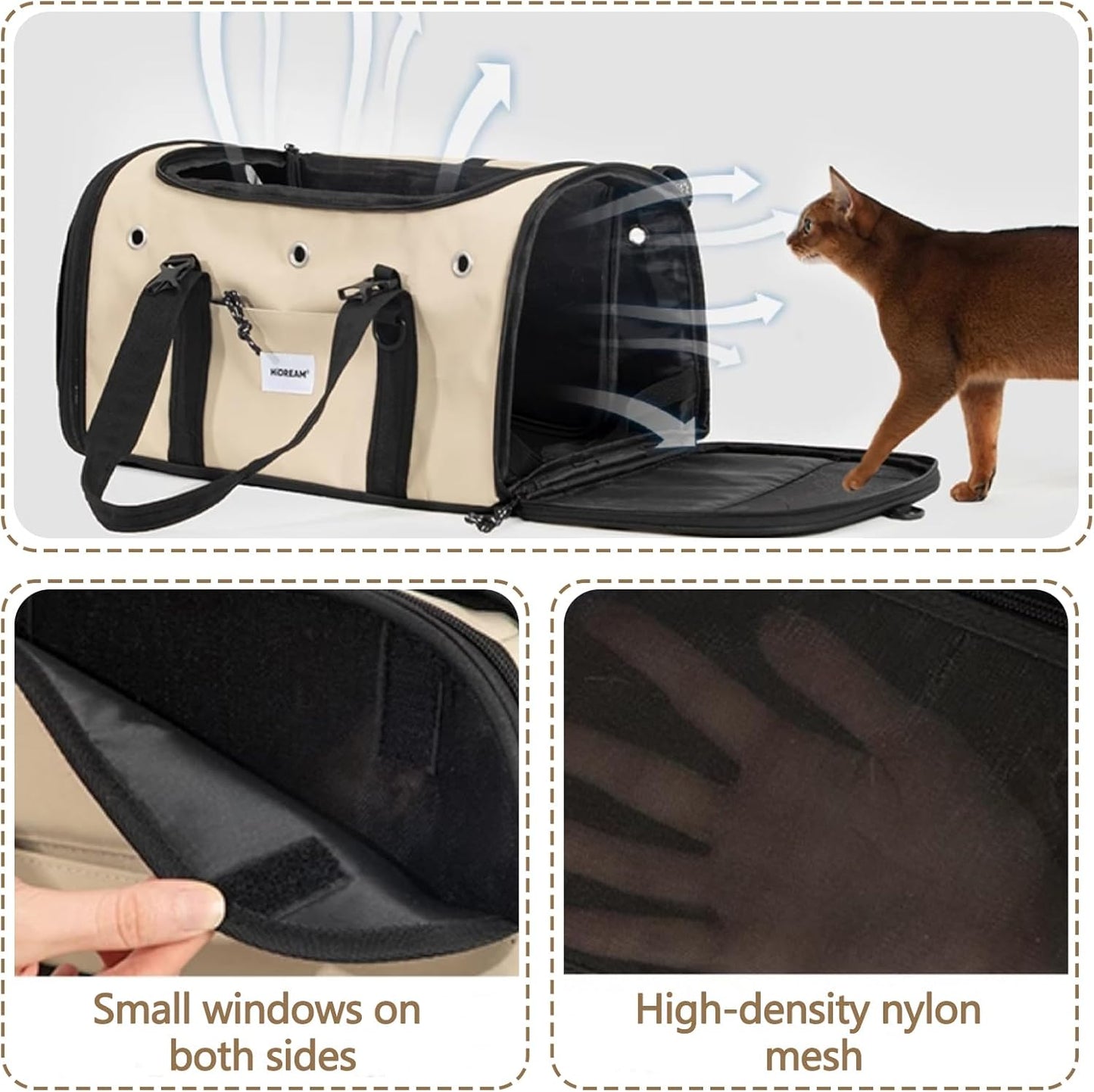 Pet Carrier Bag, Foldable Cat Bag Airline Approved, Soft-Sided Cat Travel Bag, Washable Dog Carrier Privacy Protection for Home Outdoor Travel(M, Blue)