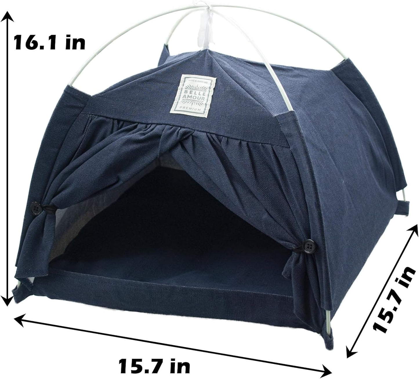 Cat Tent Bed,Cats Cave House Portable for Indoor with Removable Non-Slip Soft Pad Foldable Cat Tents Hut Washable Pet House Bed Outdoor for Kitty Puppy Small Pets 15.7x15.7x16.1 in (Navy Blue)