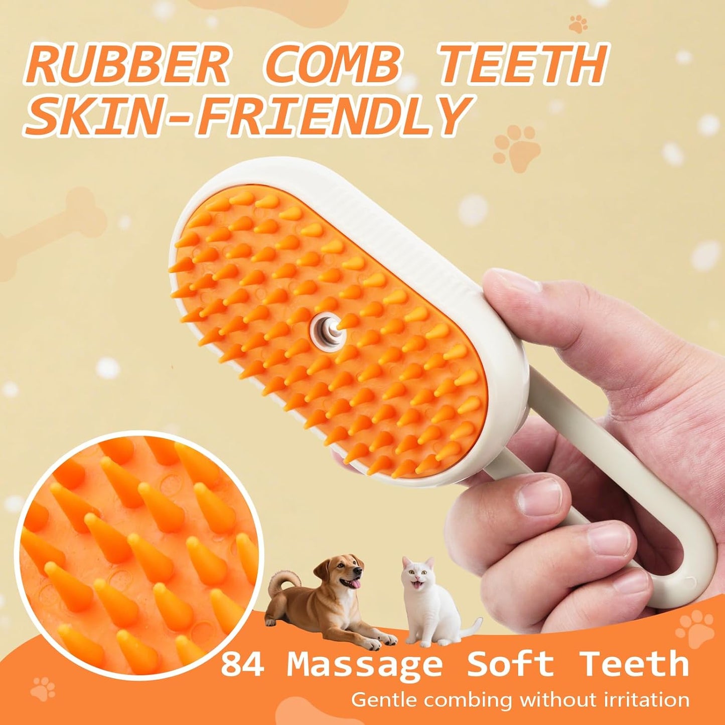 Cat Steam Brush for Shedding, 4 in 1 Rechargeable Pet Steam Brush Set for Dogs & Cats, Pet Spray Hair Removal Comb with Waterless Shampoo, Anti-Static, Massage, Cleaning & Combing All in One