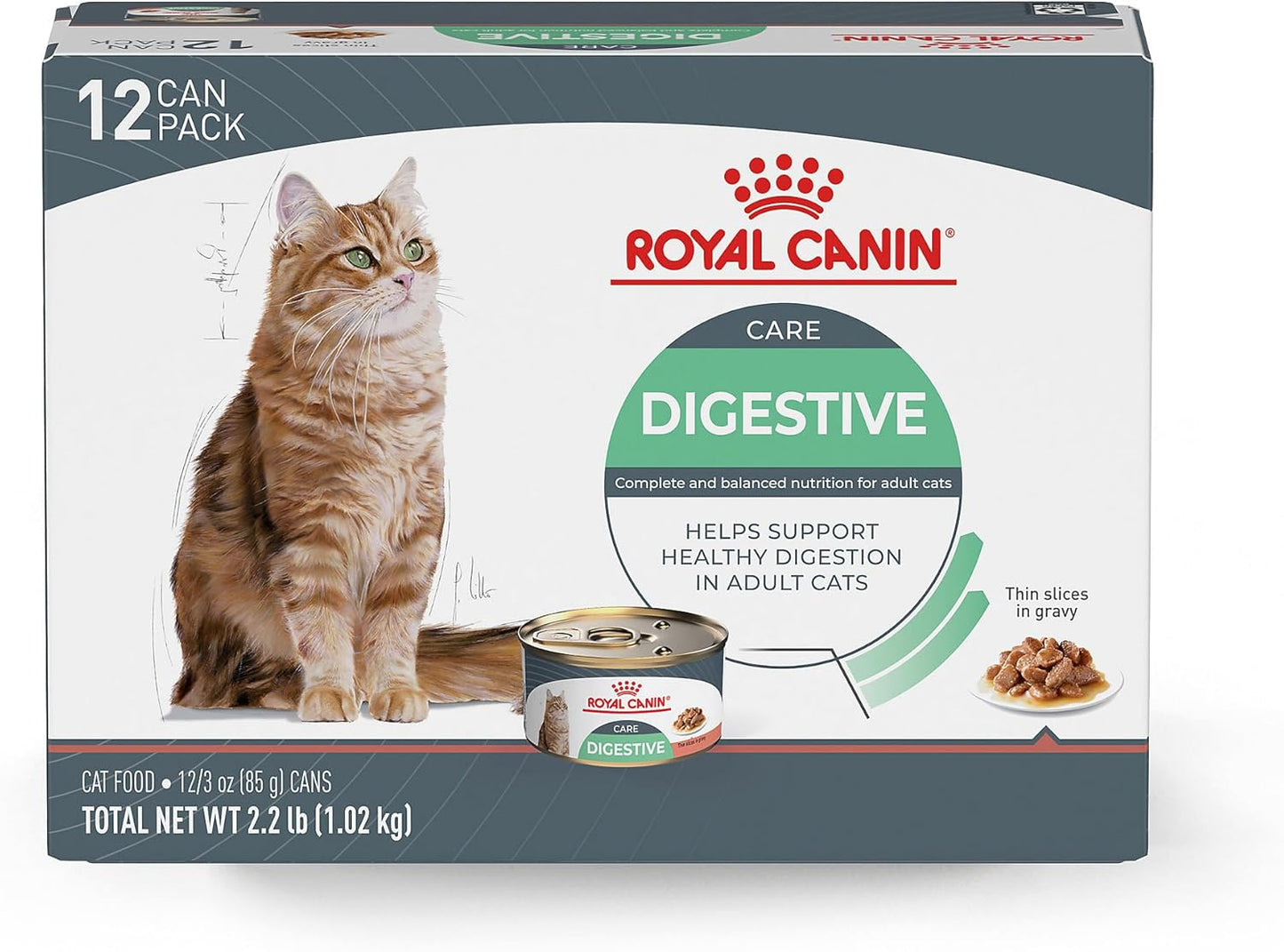 Royal Canin Digestive Care Thin Slices in Gravy Wet Cat Food, 3 oz can (12-count)