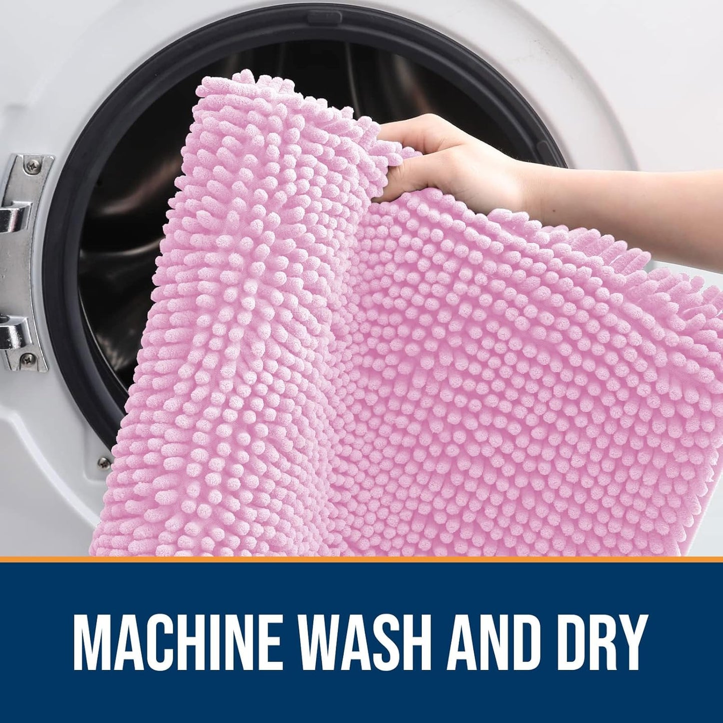 OLANLY Dog Door Mat for Muddy Paws 70x24, Absorbs Moisture and Dirt, Absorbent Non-Slip Washable Doormat, Quick Dry Chenille Mud Mat for Dogs, Entry Indoor Entryway Carpet for Inside Floor, Pink