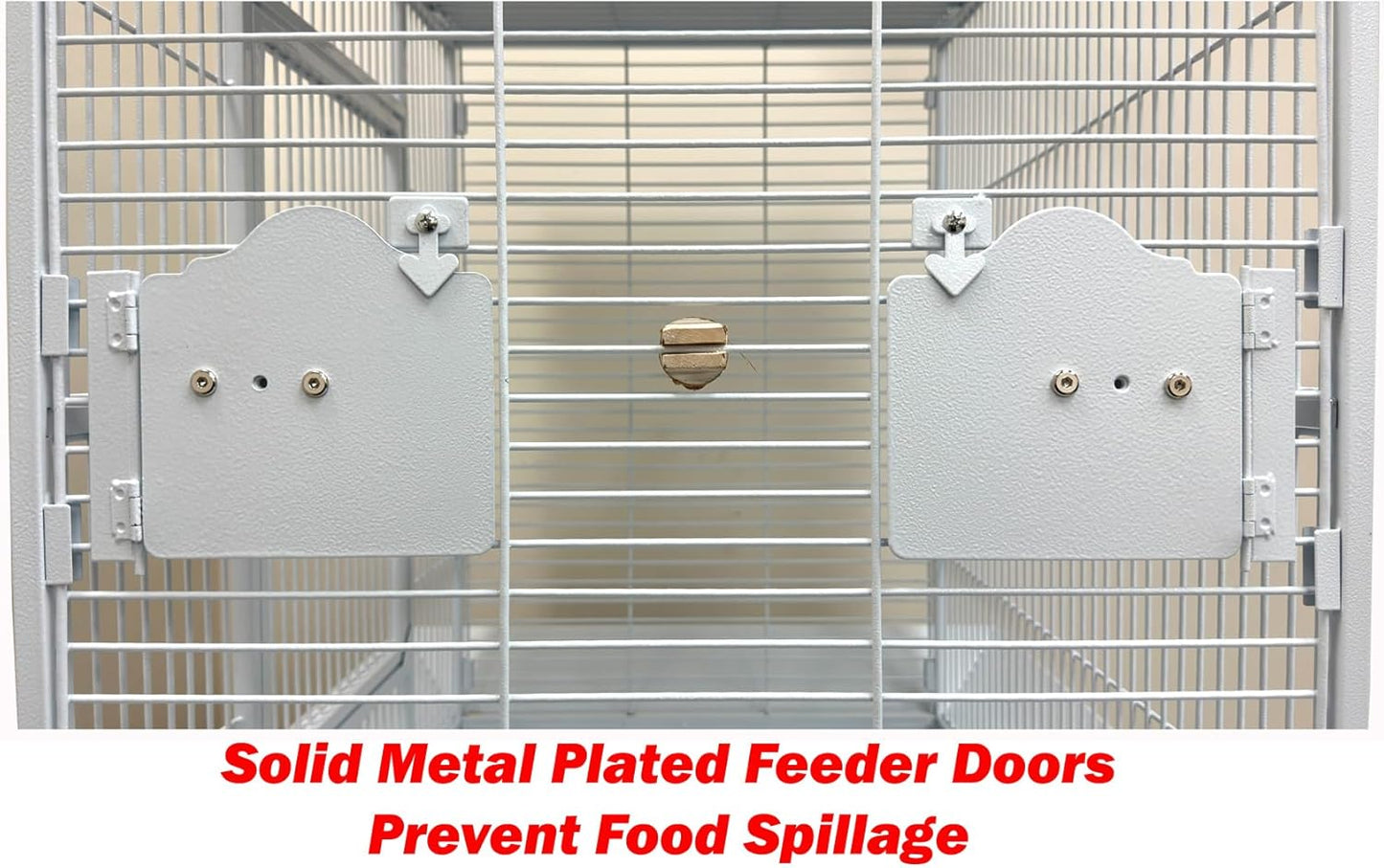 Extra Large Elegant and Durable Wrought Iron Climging Ladders Perch Stand Play Top Ground Bird Parrot Rolling Metal Cage, Include Seed Guard (White Vein, 32" x 23" x 69"H)