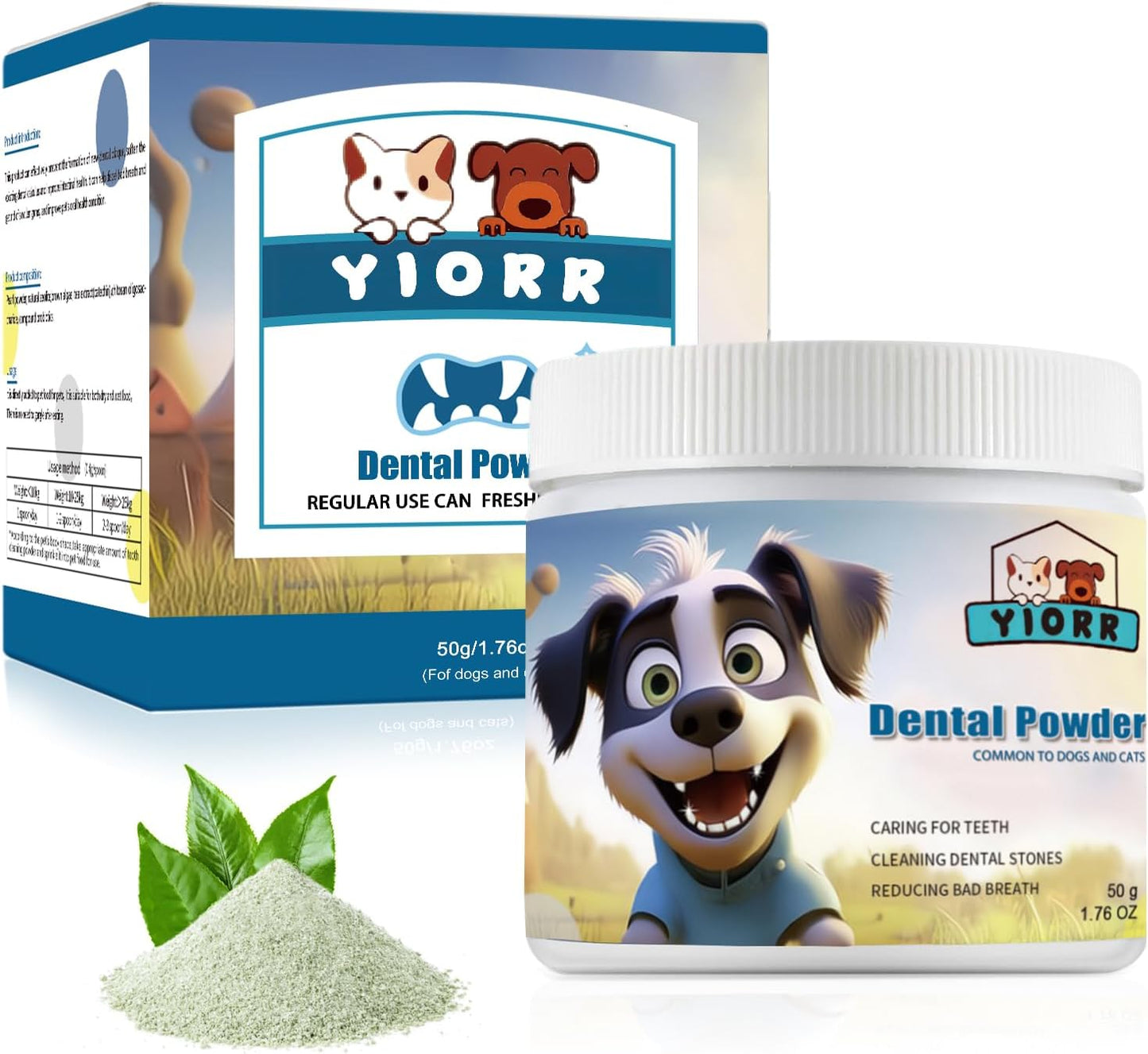 Dog Dental Powder - Dog Teeth Cleaning Powder,Pet Breath Freshener for Teeth Cleaning,Tartar Remover & Reduces Plaque & Bad Breath,Dental Care Supplies for Dogs Cat-Beef Flavor 50g