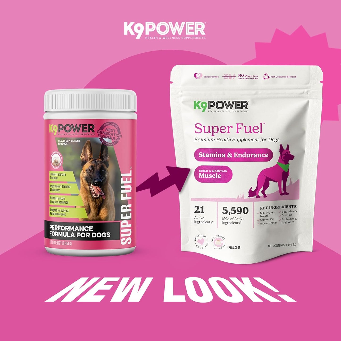 K9 Power Super Fuel for Dogs 1lb - Boosts Energy Levels - Supports Muscle Growth & Enhances Joint Health - Pack of 2