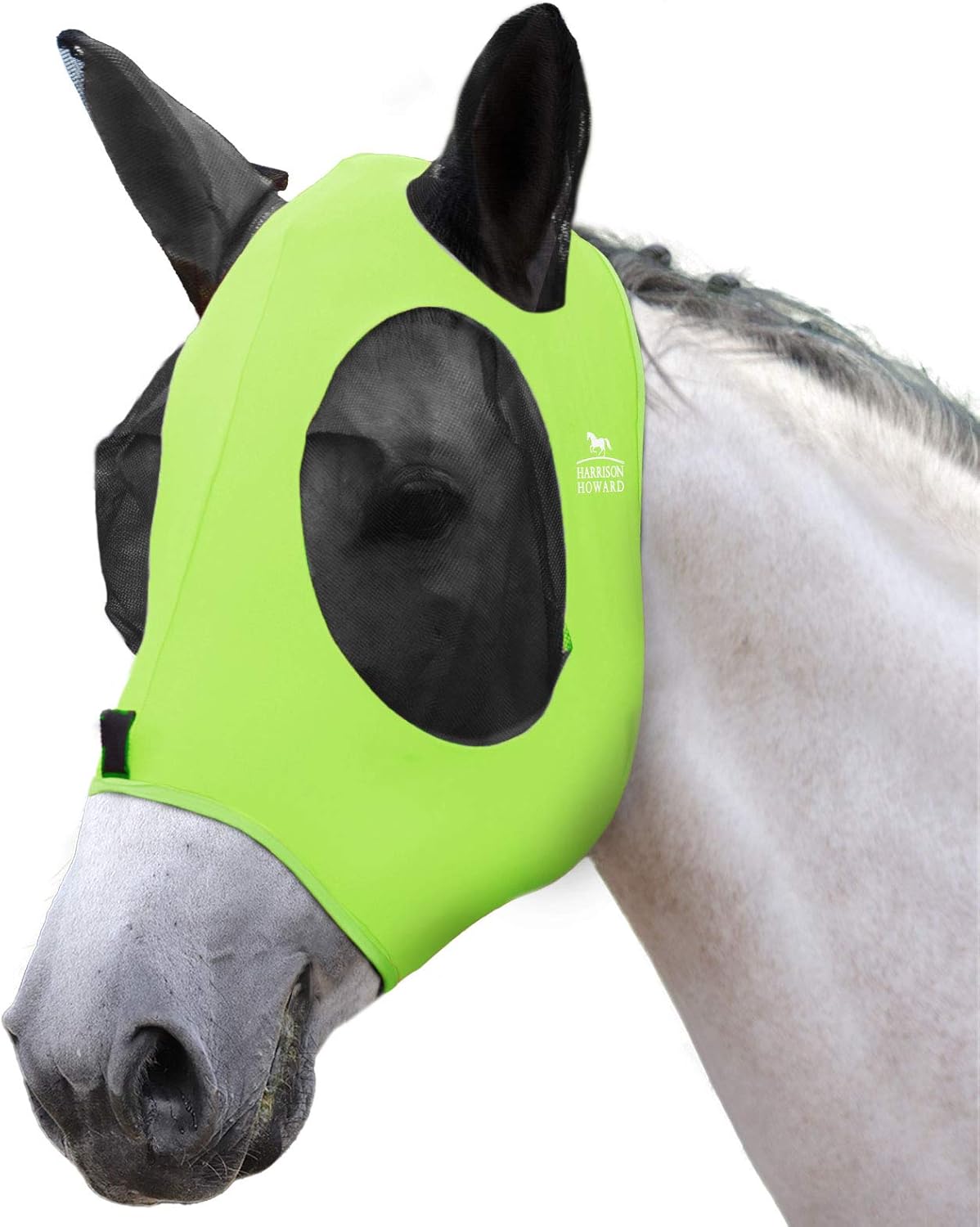 Harrison Howard Super Comfort Stretchy Fly Mask Large Eye Space with UV Protection Soft on Skin with Breathability Fluro Lime M Cob