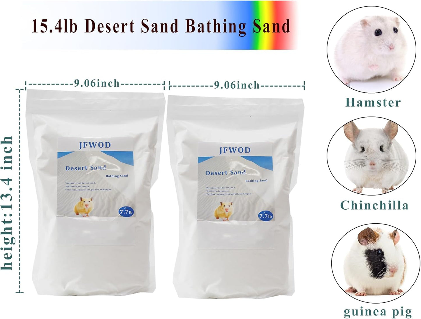 Hamster Bath Sand, 15.4lb Dust Free Desert Sand or Potty Litter Sand for Hamster Chinchillas Gerbil Syrian Mice Small Animals(White)