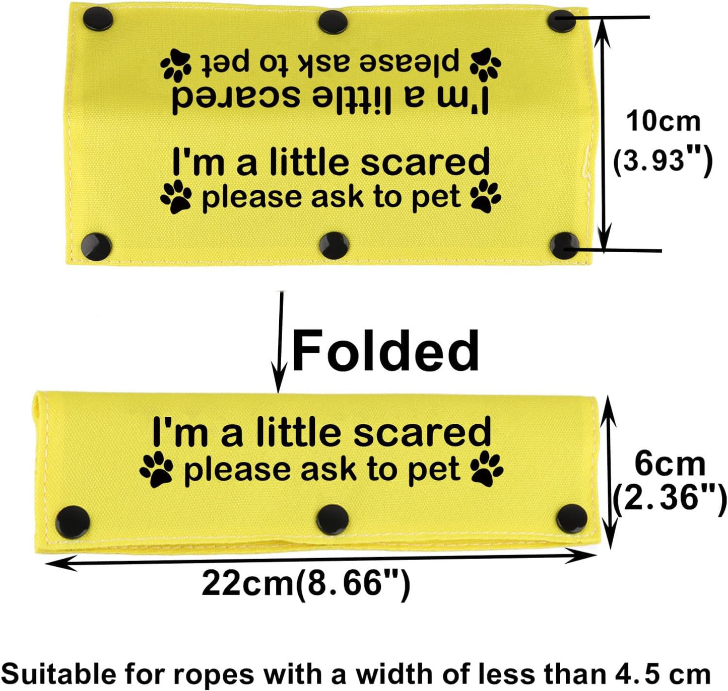 Funny Dog Leash Sleeve I'm a Little Scared Please Ask to pet Leash Wrap Alert Hanging ID Patch Tag Pet Birthday Gift (Little Scared-YE Sleeve)