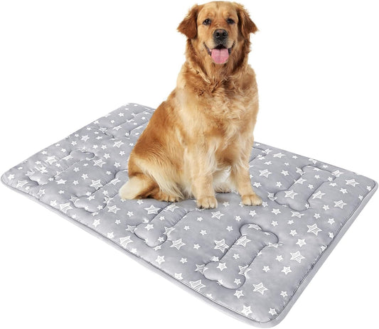 Dog Crate Mat (42" X 28"), Soft Dog Bed Mat with Cute Prints, Personalized Crate Pad, Anti-Slip Bottom, Machine Washable Kennel Pad