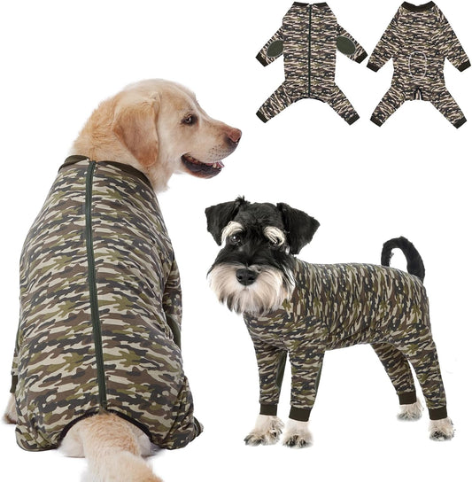 Yeapeeto Dog Onesie Surgery Recovery Suit for Large Medium Bodysuit Dogs Pajamas PJS Full Body for Shedding, Prevent Licking, Wound Protection, Cone Alternative (XL, Camo)