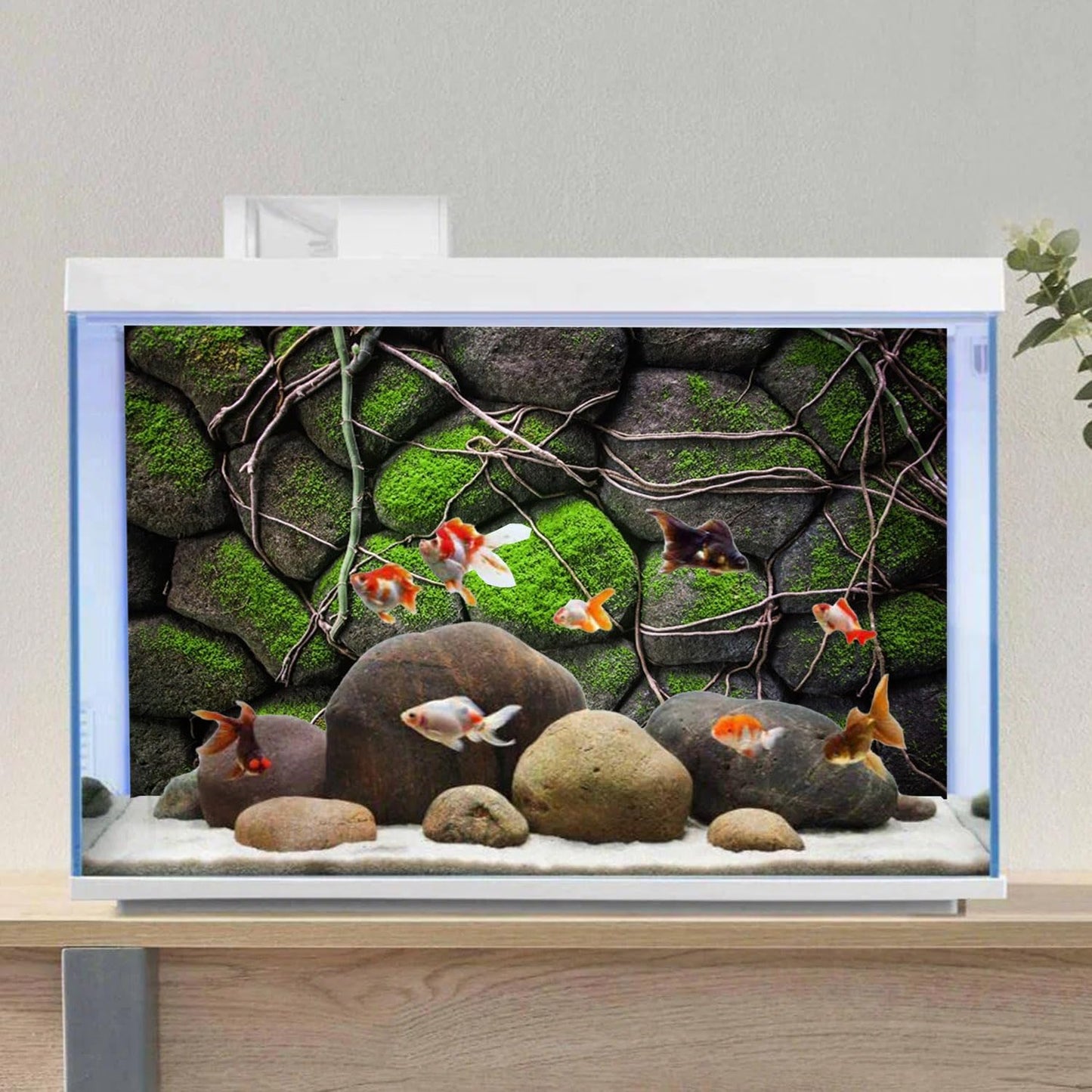 AWERT 48x20 inches Stone Aquarium Background Rock Fish Tank Background Rocky Terrarium Background Vinyl