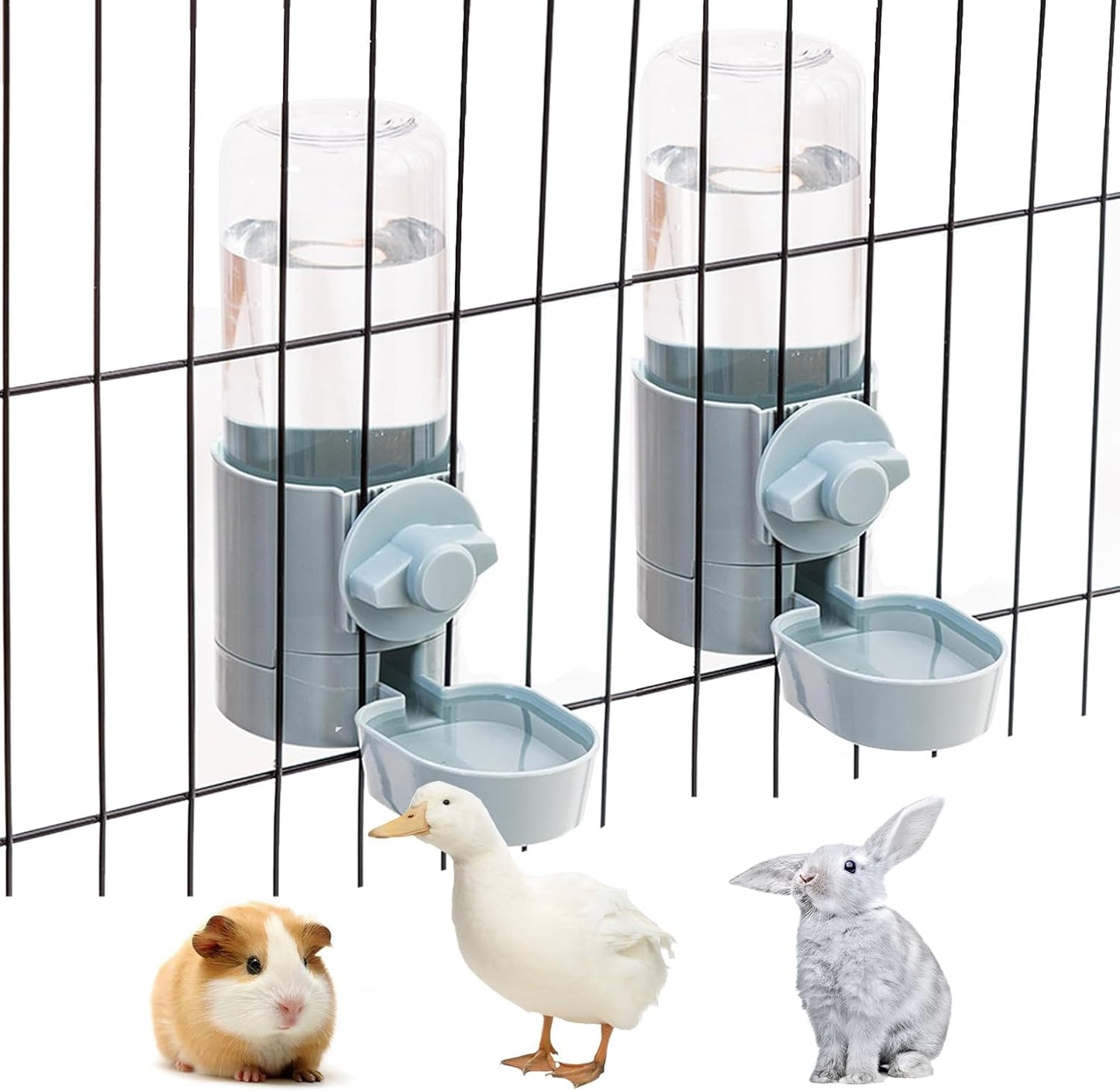 kathson 2Pcs Rabbit Water Bottle 17 OZ Bunny Hanging Water Fountain Automatic Guinea Pig Water Dispenser No Leak Drinking Feeder for Bunny Chinchilla Hamsters Cat Dog Small Animals(Blue)