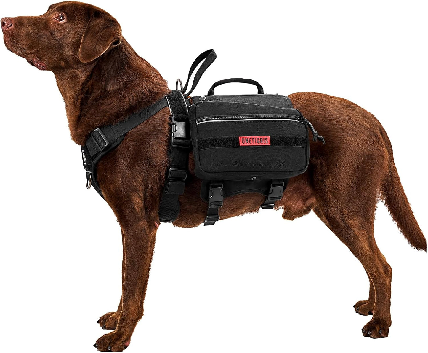 Onetigris Dyno Outdoor Dog Harness With Pockets, Front Range Pack, Backpack With Handles, Saddle Bag Hiking Vest, Tactical Service Canine EDC Pack Set
