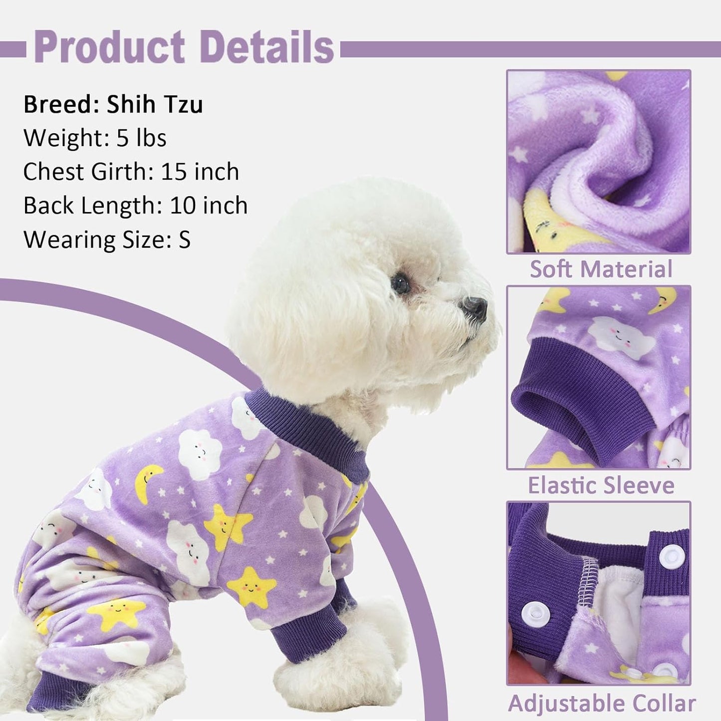 BEAUTYZOO Dog Pajamas Large Sized Dog, Summer Doggie Pajamas for Boy Girl, Soft Strechy Cotton Puppy Pjs Jammies Onesies for Men Women, Pet Jumpsuit Body Suit Cat Apparel Clothes, Purple XXL