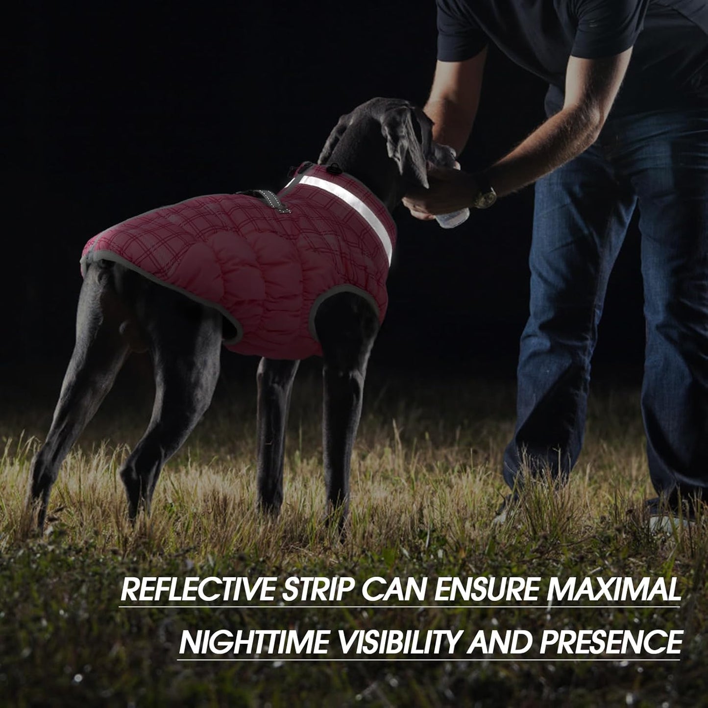 FUAMEY Dog Coat for Large Dogs,Waterproof Dog Winter Jacket with Harness Built in Puppy Cold Weather Coats Reflective Pet Vest with Zipper Warm Fleece Dogs Snowsuit Windproof Rose Plaid XL