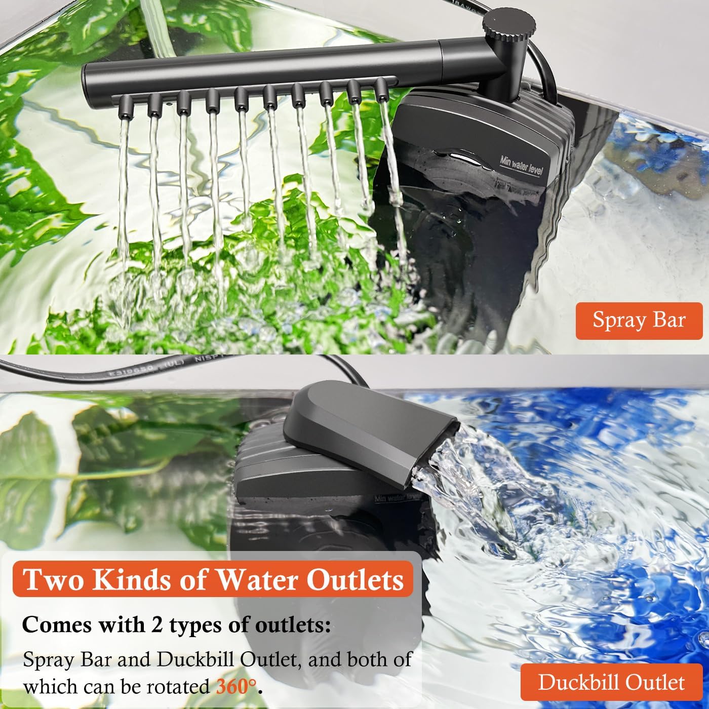 FEDOUR Aquarium Filter, 165GPH Internal Fish Tank Filter (8W)