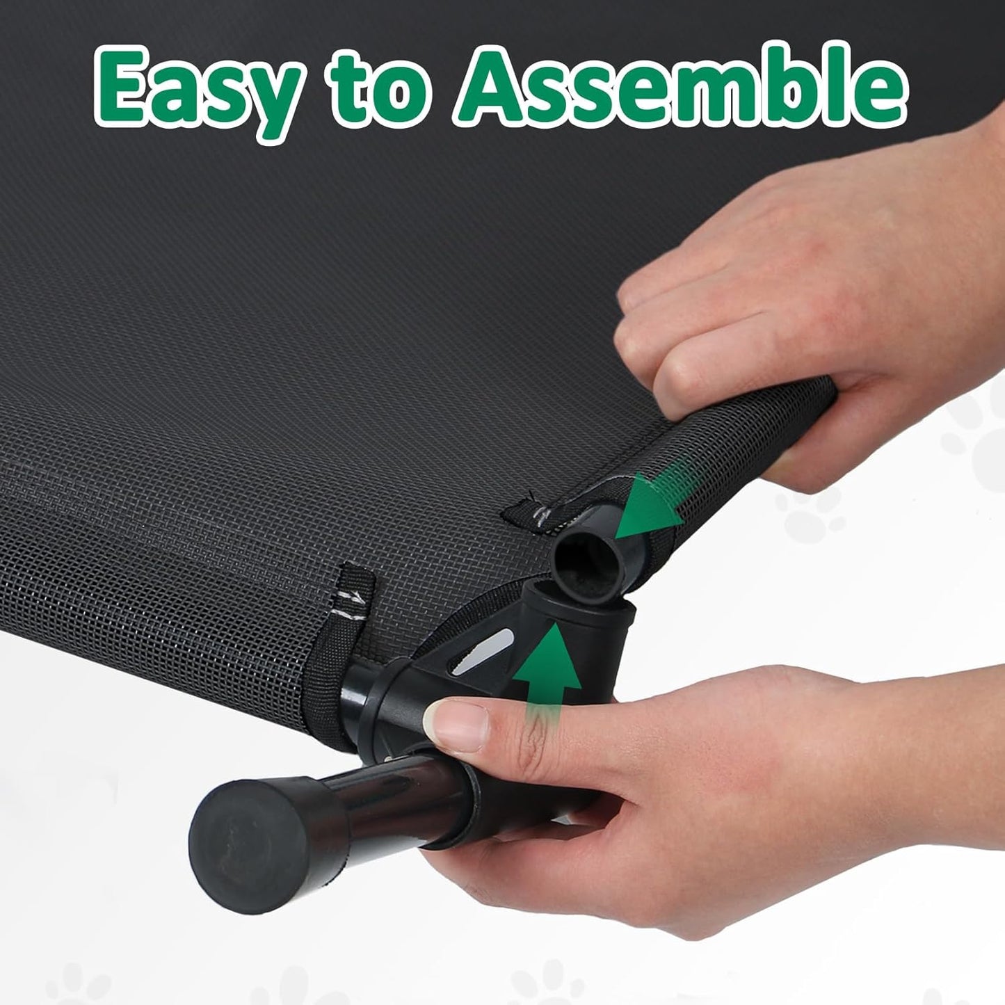 Elevated Dog Beds Large Sized Dogs, Cooling Raised Pet Bed with Frame & Breathable Mesh, Portable Indoor & Outdoor Lifted Dog Hammock Off Ground (L, Black)