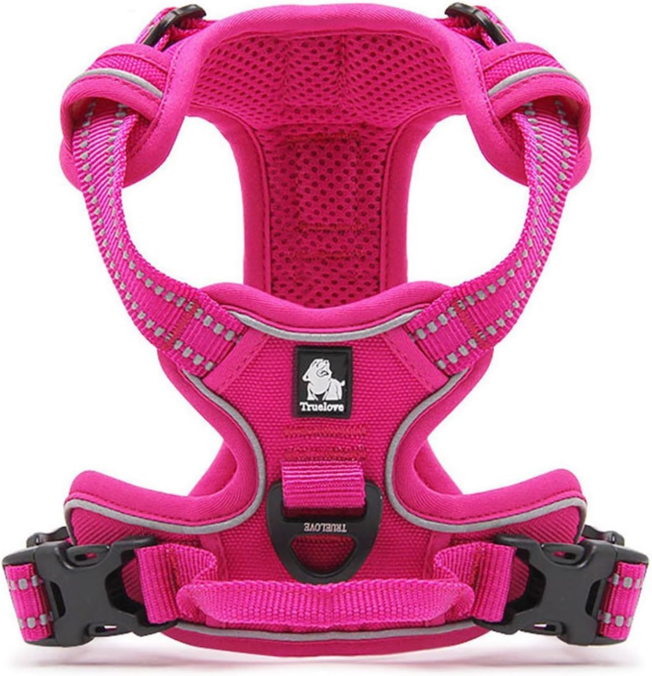 TRUE LOVE Adjustable No-Pull Dog Harness Reflective Pup Vest Harnesses Comfortable Control Brilliant Colors Truelove TLH5651(Fushcia,XL)