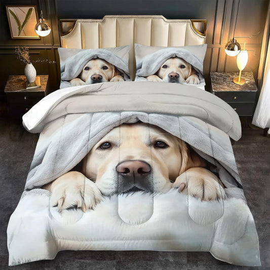 Grey Dog Comforter Set King Size Boy,Kawaii Pet Dog Animal Print Bedding Set for Girl,Cute Pet Puppy Print Comforter Quilt for Boys,Kawaii Animal Puppy Dog Pals Bedding Bedroom Bed Decor