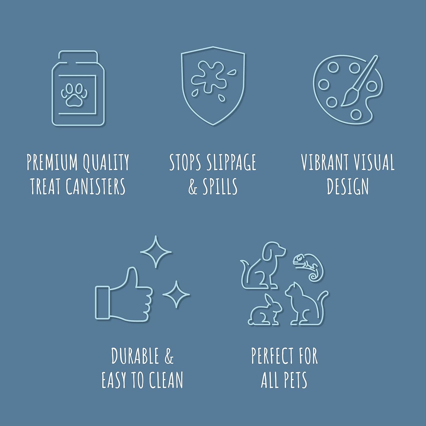 Park Life Designs - Metal Pet Treat Jar with Airtight Lid for Dogs, Cats, Puppies and More, Chic Kitchen Countertop Container for Cookies, Biscuits and Treats (Jasper, Powder Blue, 1.4 Qt)