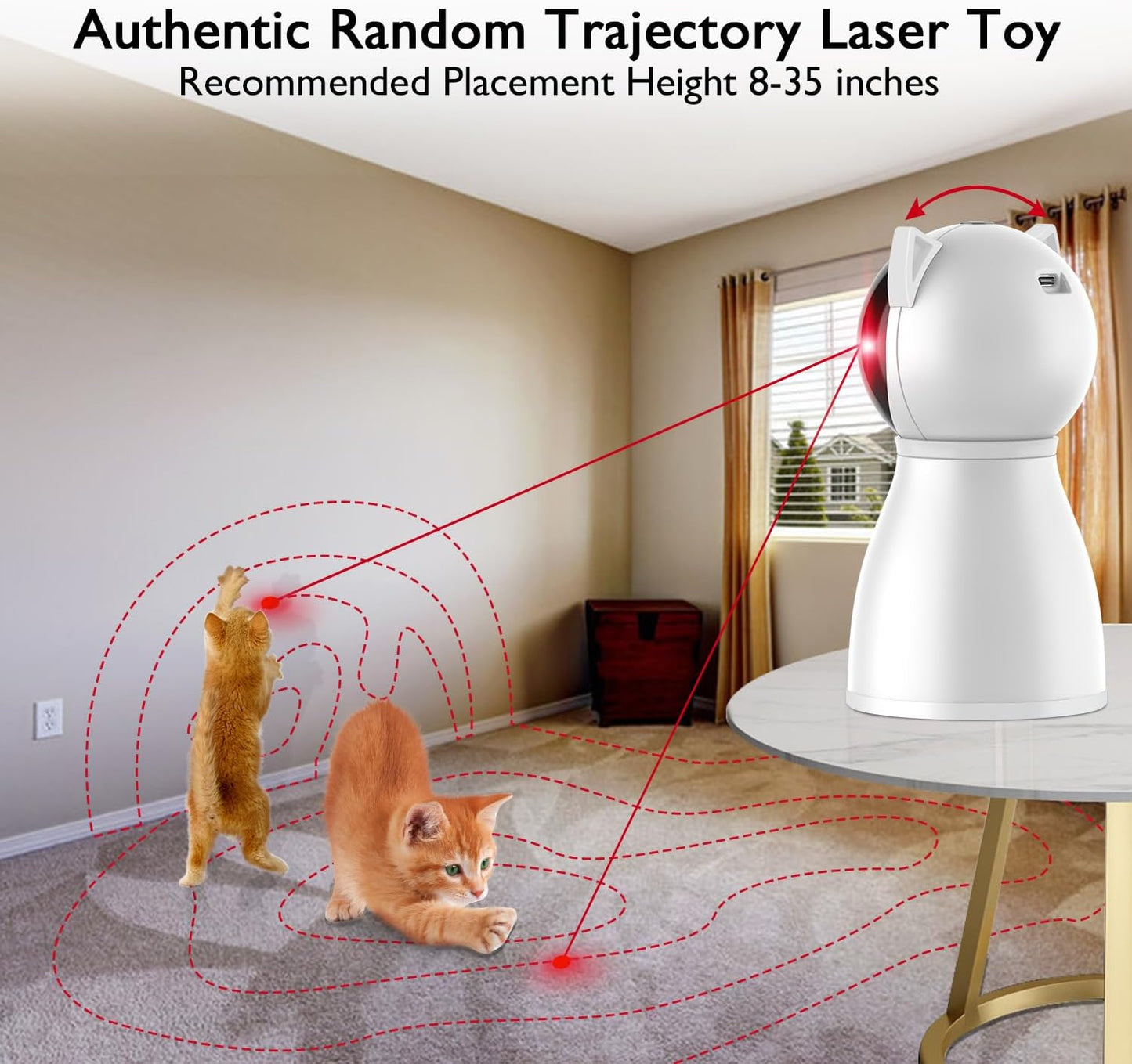 Cat Toys [2025 Newly Upgraded] Real Random Trajectory Rechargeable Motion Activated Cat Laser Toy Automatic,Interactive Cat Toys for Indoor Cats/Kitten/Dogs