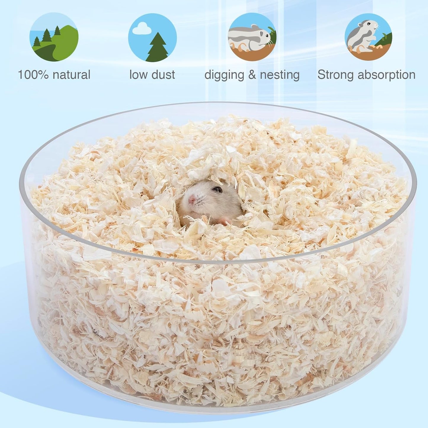 Niteangel Aspen Shaving Hamster Beddings for Syrian Dwarf Hamster Gerbil Mice Degu Rat Rabbit Bunny Guinea Pig Chinchilla Hedgehog or Other Small Pets (30L - 4mm)