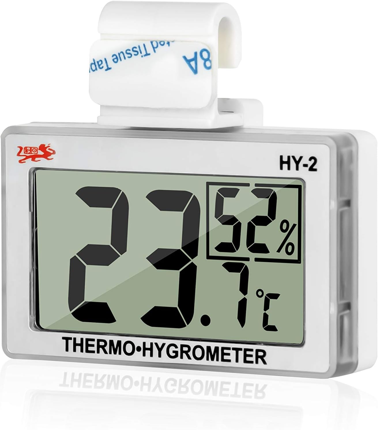 Digital Reptile Thermometer Hygrometer with Hook & Adhesive, LCD Display Temperature Humidity Gauge for Reptile Tanks, Terrariums, Bearded Dragon, Hermit Crab Accessories (-10℃~+50℃/20%-90% RH)