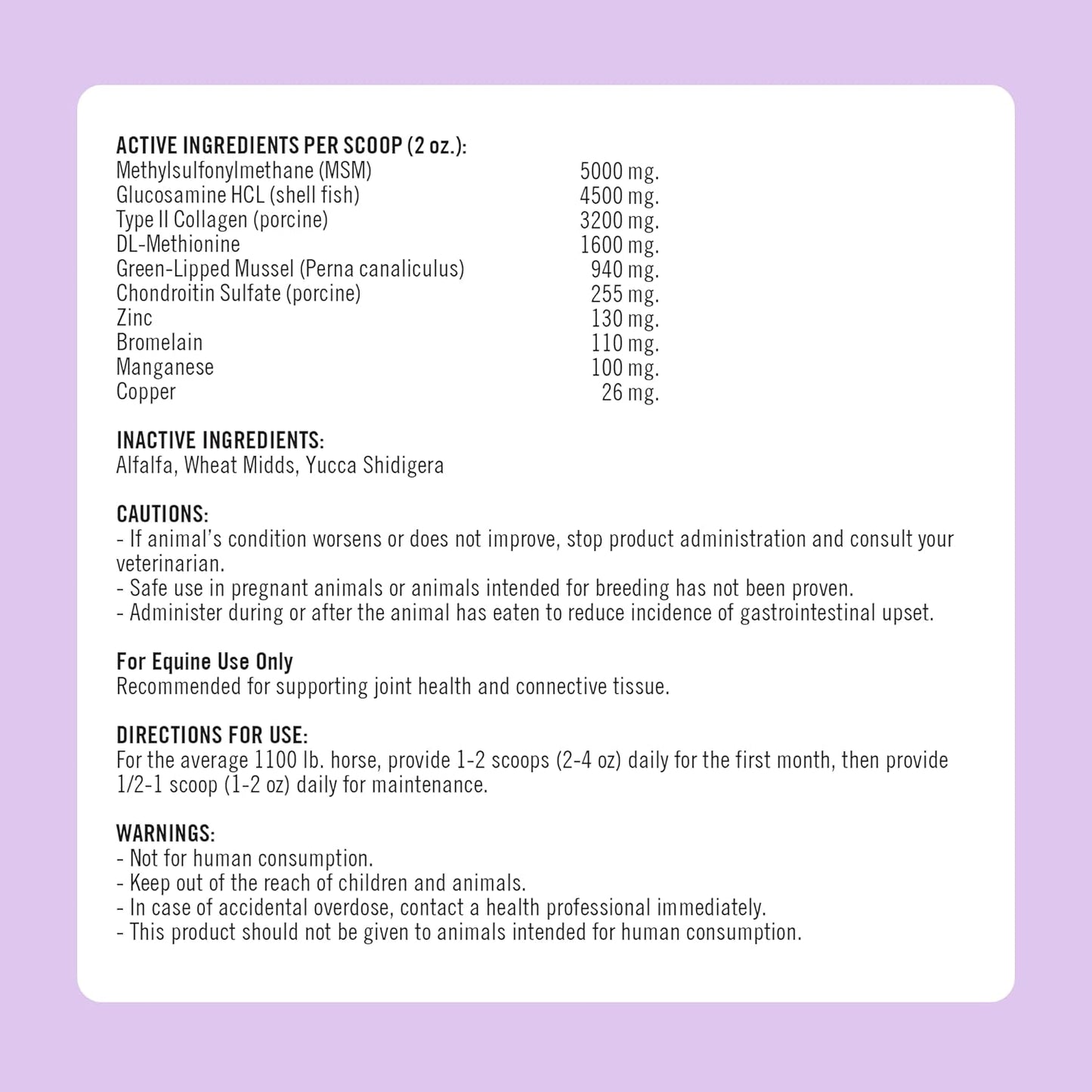 Formula 707 Joint 6in1 Equine Supplement 10 lb Bag – Support for Joint Integrity and Inflammatory Response in Horses – Green-Lipped Mussel, MSM, Glucosamine, Chondroitin & Collagen