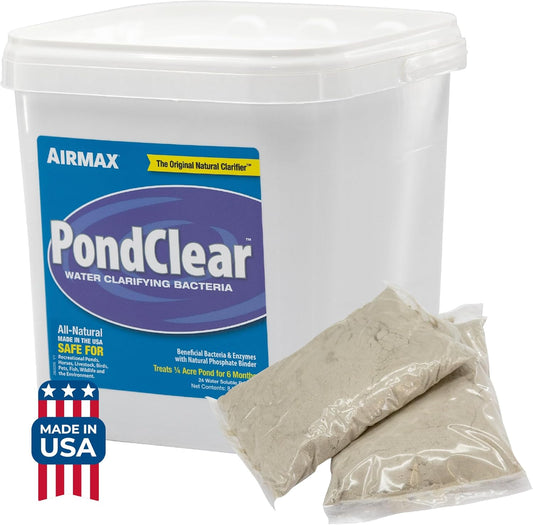 Airmax PondClear Packets, Beneficial Bacteria & Enzyme Clarifier Treatment with Ecoboost PRx, Clear & Clean Pond & Lake Water, Safe for Fish, 24 Count